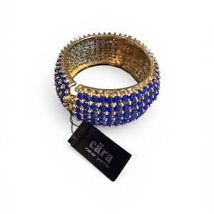 Cara New York Gold & Royal Blue Crystal Pave Statement Bracelet
